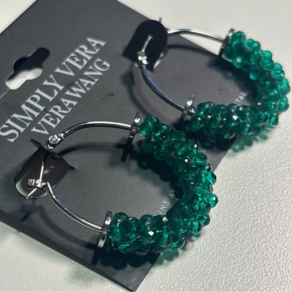 Simply Vera Vera Wang Emerald color Beaded Earrings